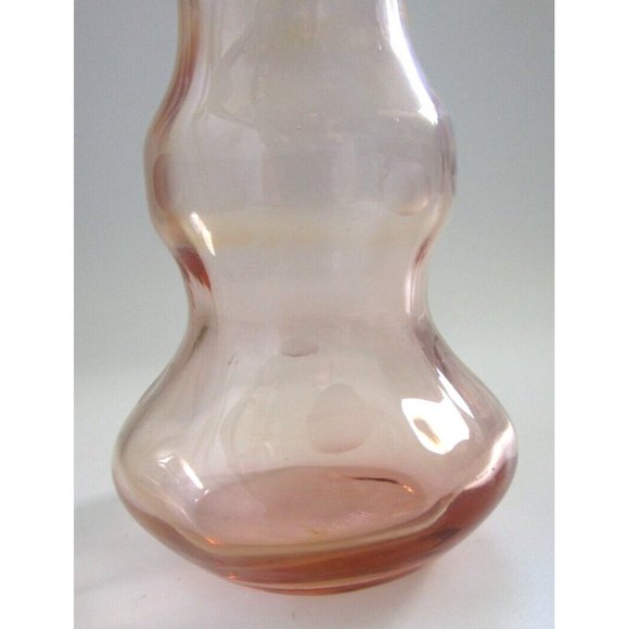 Vintage Pink Depression Art Glass Etched - Stretched Pedestal 8.25" H Bud Vase - Picture 2 of 15